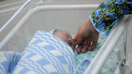  A newborn in the ward of a maternity hospital in Voronezh, Russia.