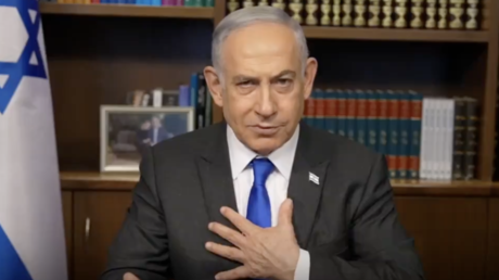 Israeli Prime Minister Benjamin Netanyahu addressing the nation on April 21, 2024