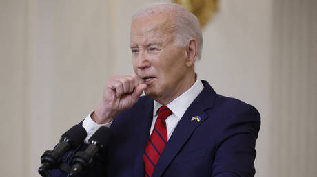 US President Joe Biden delivers remarks after signing legislation giving $95 billion in aid to Ukraine, Israel and Taiwan.