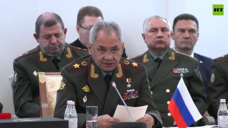 Russian Defense Minister Sergey Shoigu attends a ministerial meeting of the Shanghai Cooperation Organization on April 26, 2024.