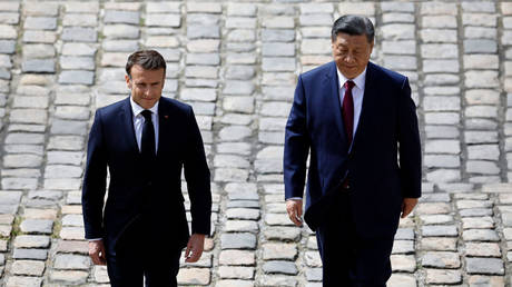 PARIS, FRANCE - MAY 06: French President Emmanuel Macron and Chinese President Xi Jinping.