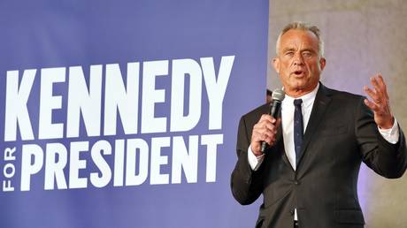Robert F. Kennedy Jr. speaks at a campaign event in Los Angeles, California, March 30, 2024
