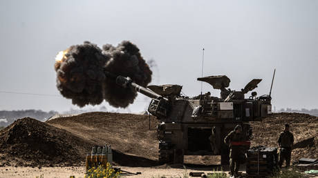 Israeli artillery troops stationed at the Rafah border launch attack to southern Gaza Strip in Israel on May 08, 2024.