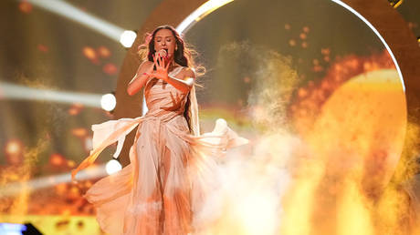 Eden Golan of Israel performs on stage during the Eurovision Song Contest 2024 Grand Final at Malmo Arena on May 11, 2024 in Sweden