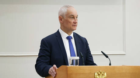 Andrey Belousov at a meeting of the Federation Council’s Committee on Defense and Security, Moscow, Russia.