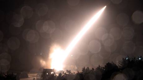 FILE PHOTO: An Army Tactical Missile System (ATACMS) fired during a joint drill in South Korea.