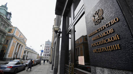 FILE PHOTO: The building of the Ministry of Finance of the Russian Federation on Ilyinka Street in Moscow.