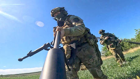 Russian army's snipers change their position facing Ukrainian troops at an undisclosed location.