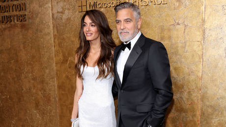 Amal Clooney and George Clooney attend the Clooney Foundation For Justice's "The Albies" on September 28, 2023 in New York City.