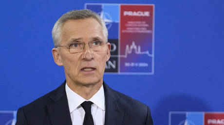 NATO Secretary General Jens Stoltenberg addresses a press conference in Prague, Czech Republic.