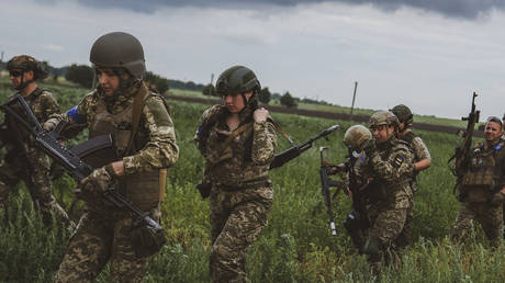 FILE PHOTO: Female members of the Ukrainian Army.