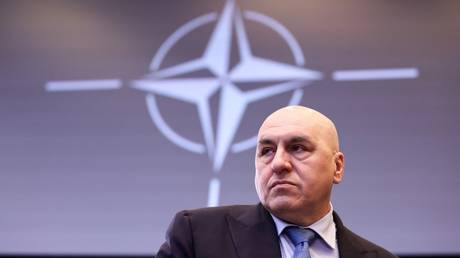 Guido Crosetto arrives for a meeting of  NATO defense ministers at NATO headquarters in Brussels, Belgium, February 14, 2023
