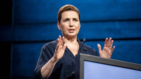 Mette Frederiksen addresses  the 7th annual Copenhagen Democracy Summit in Copenhagen, Denmark, May 14, 2024