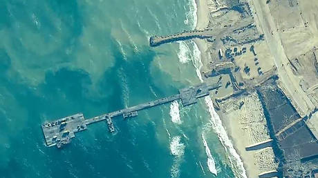 UNSPECIFIED - MAY 16: US military constructs temporary pier to deliver humanitarian aid to Gaza.