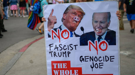 An anti-Trump, anti-Biden poster, West Hollywood, California, June 2, 2024.