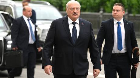 Belarusian President Alexander Lukashenko attends a May 2023 economic summit in Moscow.