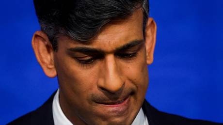 Rishi Sunak speaks during a press conference at Downing Street in London, England, April 22, 2024