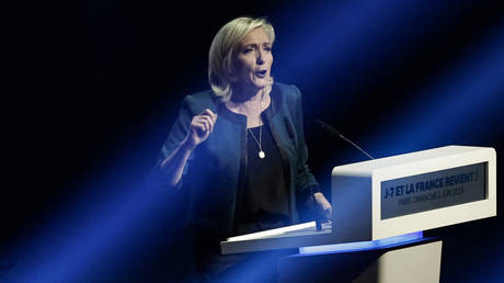The head of France’s right-wing National Rally party in parliament, Marine Le Pen.