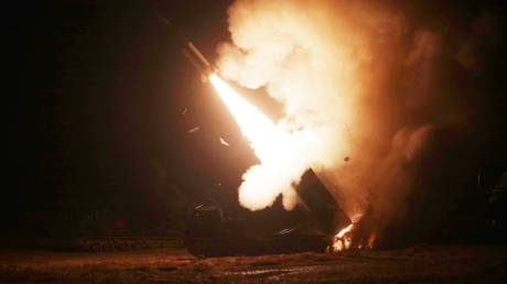 FILE PHOTO: A US-made Army Tactical Missile System (ATACMS) firing a missile.