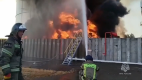 Russian oil depot ablaze after drone strike (VIDEOS)
