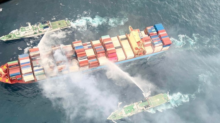 Indian Coast Guard battles fire on container ship