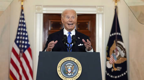 President Joe Biden speaks in the Cross Hall of the White House, July 1, 2024