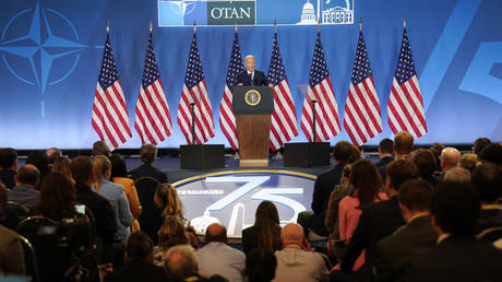 US President Joe Biden holds news conference at the 2024 NATO Summit on July 11, 2024 in Washington, DC.