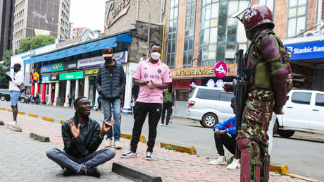 Kenyan protesters engage the police on their right to protest during the anti-government demonstration.