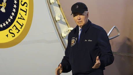 US President Joe Biden at Dover Air Force Base in Delaware, July 17, 2024.