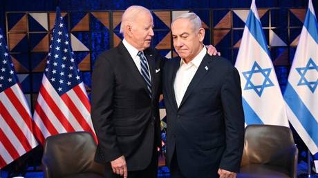 US President Joe Biden and Prime Minister Benjamin Netanyahu meet in Tel Aviv, Israel on October 18, 2023