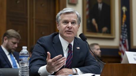 Christopher Wray appears before the House Judiciary Committee on Capitol Hill in Washington DC, July 24, 2024