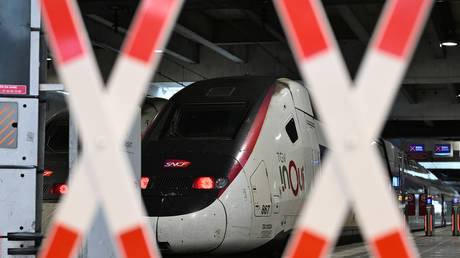 A high-speed train in Paris on July 26, 2024.