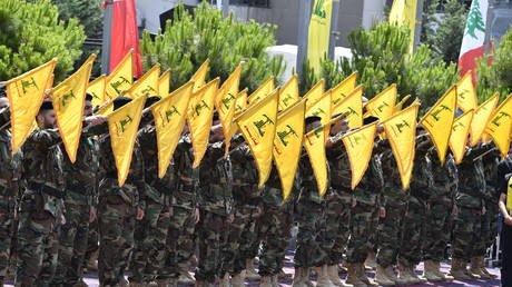 Hezbollah fighters in Beirut, Lebanon on June 12, 2024.