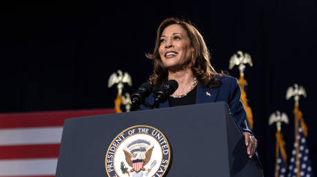 Democratic presidential candidate, U.S. Vice President Kamala Harris speaks to supporters during a campaign rally at West Allis Central High School on July 23, 2024 in West Allis, Wisconsin.