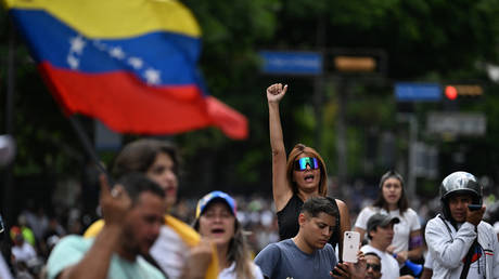 An opposition rally in Caracas, Venezuela on July 30, 2024.