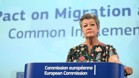 FILE PHOTO: EU Commissioner Ylva Johansson at a news conference in Brussels, Belgium, June 12, 2024.