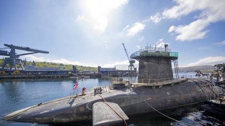 Vanguard-class submarine HMS Vigilant, docked at HM Naval Base Clyde, Scotland, April 29, 2019