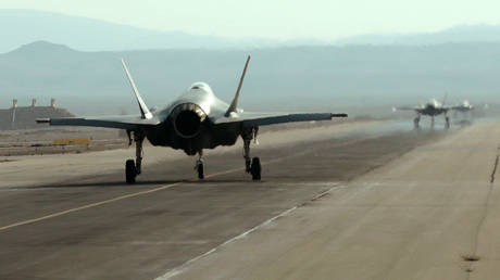 Israeli F-35 fighter jets during Blue Flag exercise at Ovda Airbase, near Eilat, Israel, November 11, 2019.