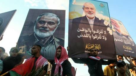 A protest against the assassination of Hamas chief Ismail Haniyeh in the Lebanese city of Saida.