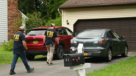 FBI agents raiding Scott Ritter's home in Bethlehem, New York, August 7, 2024.