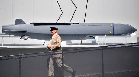 FILE PHOTO. Shadow/Scalp missile at the Farnborough Airshow.