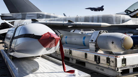 FILE PHOTO: US air-to-surface AGM-65 Maverick and AGM-158 JASSM missiles used by fighter plane F-16