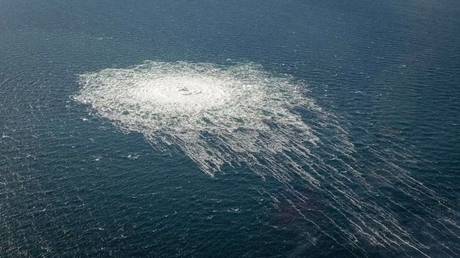 File photo: Gas leaking from the damaged Nord Stream 2 pipeline, photographed by a Danish F-16 interceptor near Bornholm, Denmark, September 27, 2022.