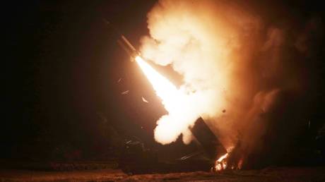 FILE PHOTO:  A US-made Army Tactical Missile System (ATACMS) being fired during training.