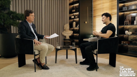 Pavel Durov during an interview with Tucker Carlson on April 16, 2024