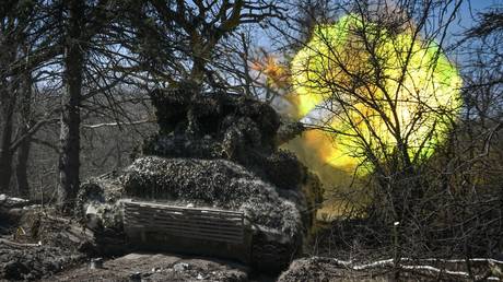 FILE PHOTO: A Russian tank in Donbass.