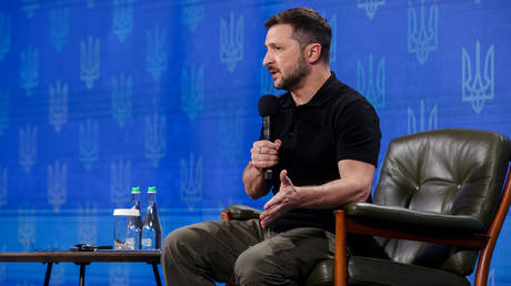 President of Ukraine Vladimir Zelensky talks to the media in Kyiv, Ukraine, on August 27, 2024.