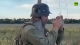 Ukrainian troops in Nazi helmets taunt Russian pensioner (VIDEO)