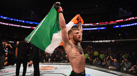 Conor McGregor reacts after defeating Dennis Siver during the UFC Fight Night event in Boston, Massachusetts, January 18, 2015