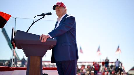 Republican candidate Donald Trump at a campaign rally in Mosinee Wisconsin on September 7, 2024